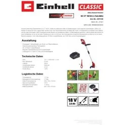 Einhell Power X-Change Akku-Rasentrimmer GC-CT 18/24 Li Mit 2 Ah-Akku -Garten Profi Verkauf DE GC CT 18 24 Li 1x2 0Ah